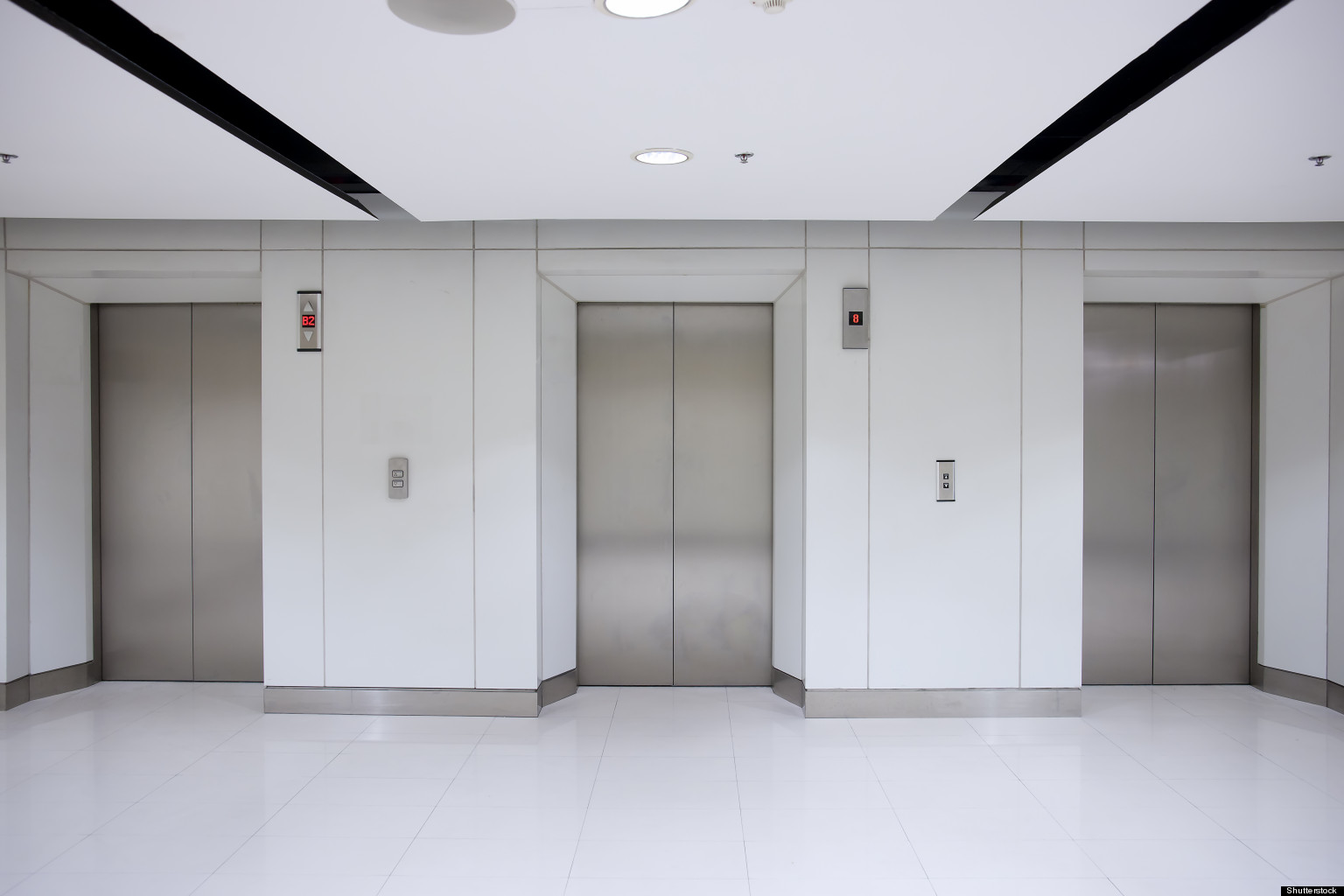 A set of three elevators.