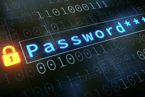 A futuristic-looking image with a password entry field.